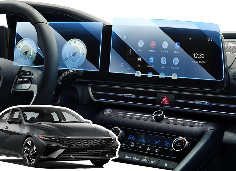 LANGBEAN Screen Protector for 2026 2025 2024-2021 Hyundai Elantra 10.25" Touchscreen and 10.2-Inch Instrument Display, HD Clear, High Sensitivity, 9H Tempered Glass Car Navigation Screen Protector - Image 1